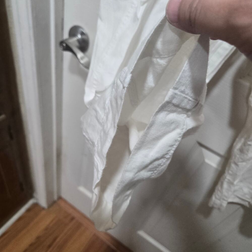 White Linen Cargo Pants Cropped Utility – Size 12 - Picture 9 of 14